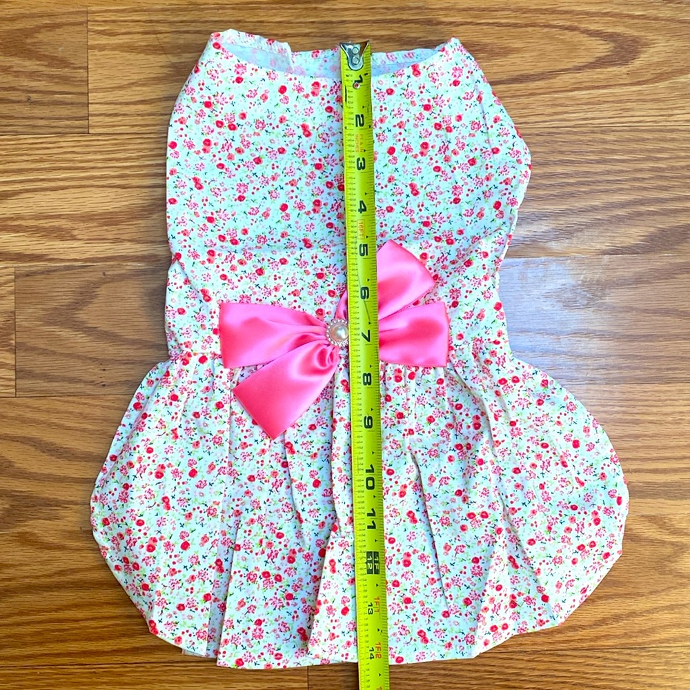 Floral Pink Bow Dog Dress M - Picture 9 of 9